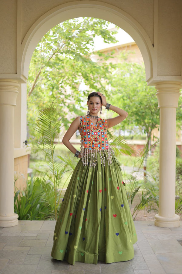Cotton Heart Embroidered Lehenga Choli ClothsVilla