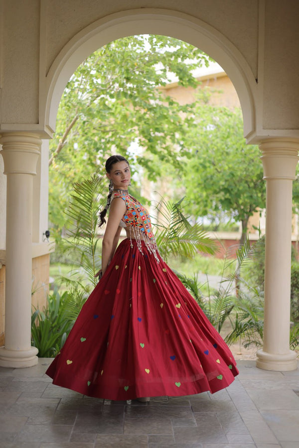 Cotton Heart Embroidered Lehenga Choli ClothsVilla