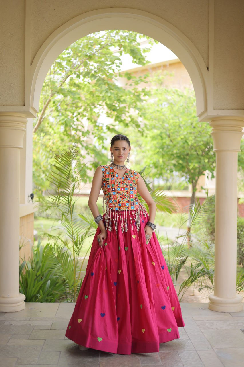 Cotton Heart Embroidered Lehenga Choli ClothsVilla