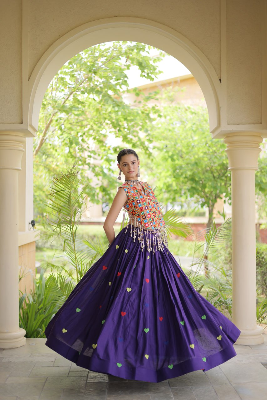 Cotton Heart Embroidered Lehenga Choli ClothsVilla