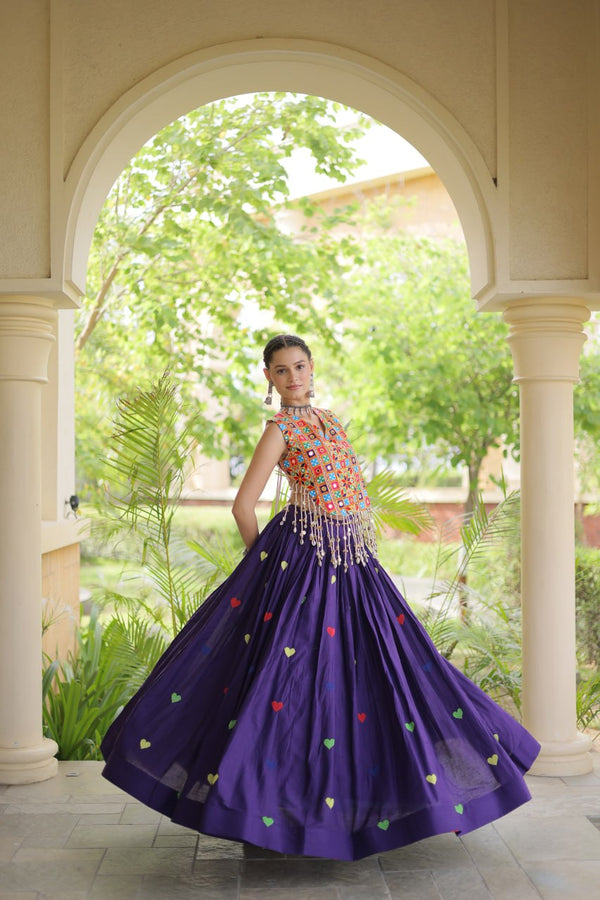 Cotton Heart Embroidered Lehenga Choli ClothsVilla