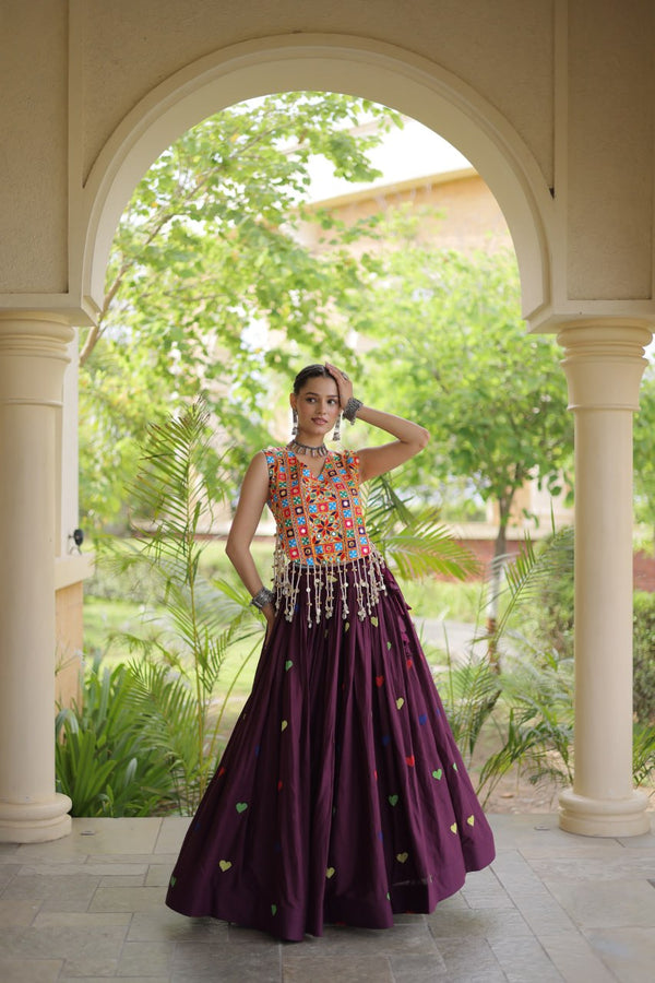 Cotton Heart Embroidered Lehenga Choli ClothsVilla