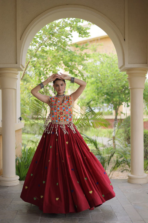 Cotton Heart Embroidered Lehenga Choli ClothsVilla