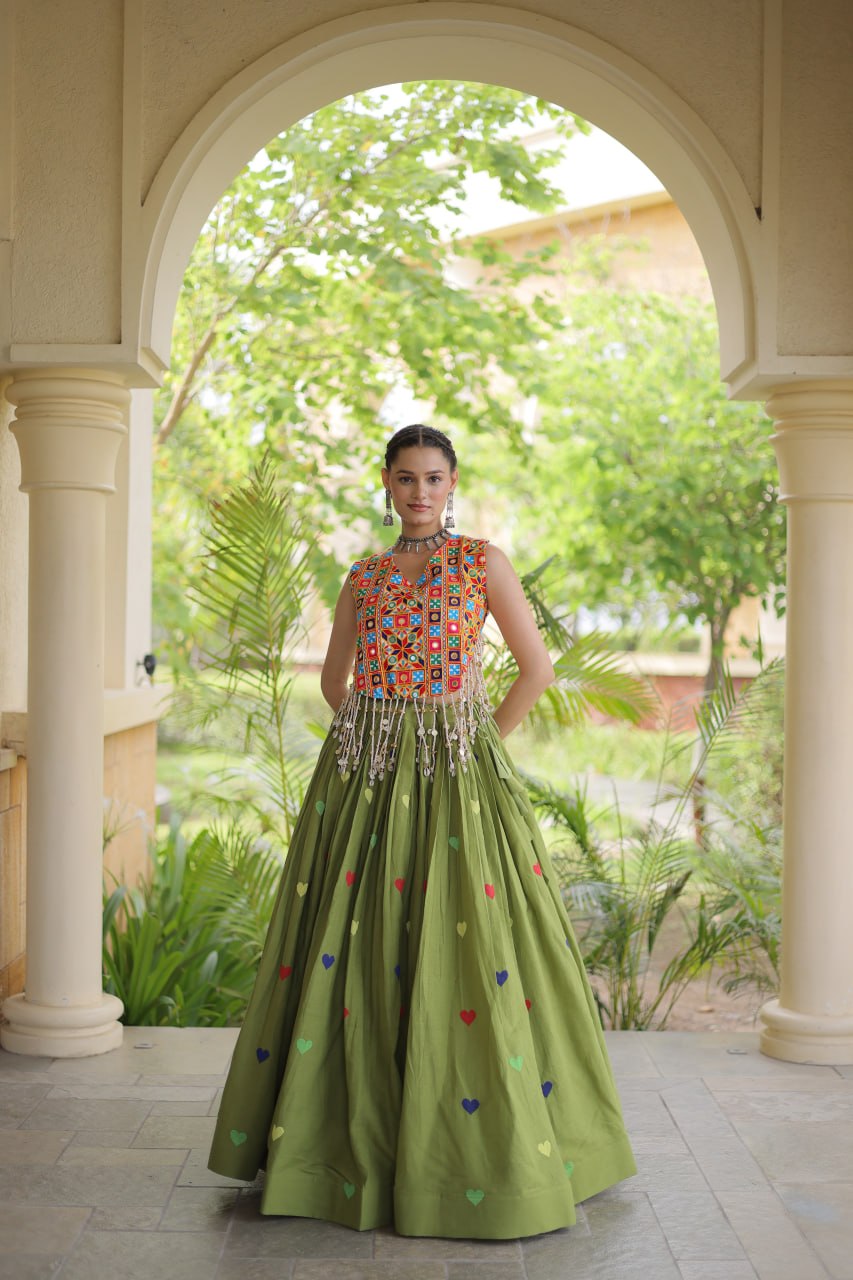 Cotton Heart Embroidered Lehenga Choli ClothsVilla