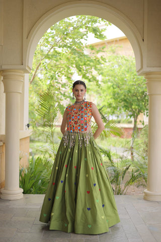 Cotton Heart Embroidered Lehenga Choli ClothsVilla