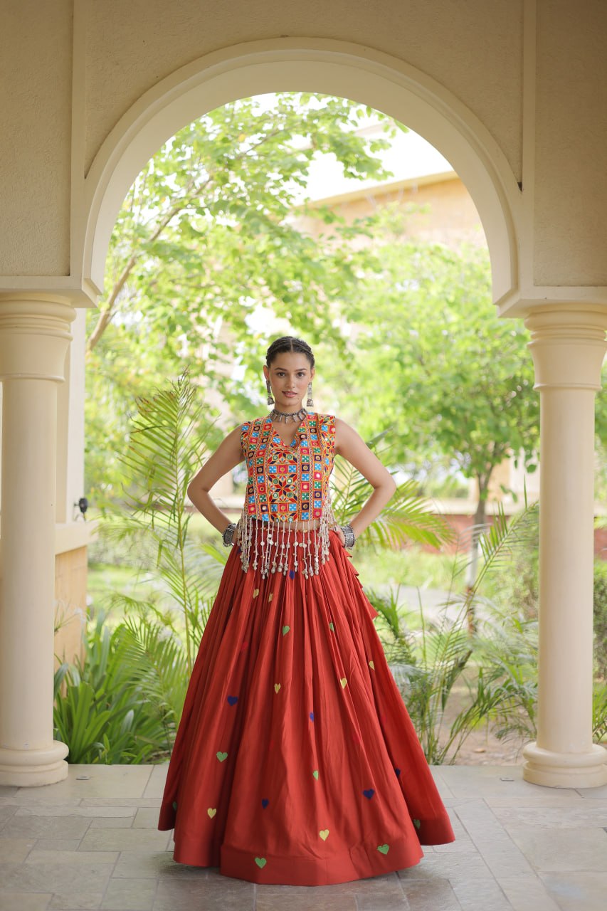 Cotton Heart Embroidered Lehenga Choli ClothsVilla