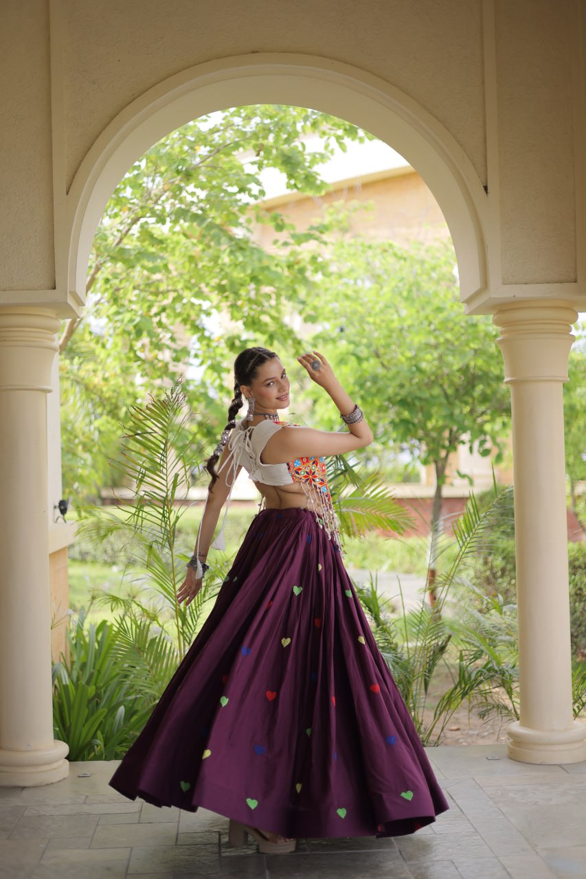 Cotton Heart Embroidered Lehenga Choli ClothsVilla