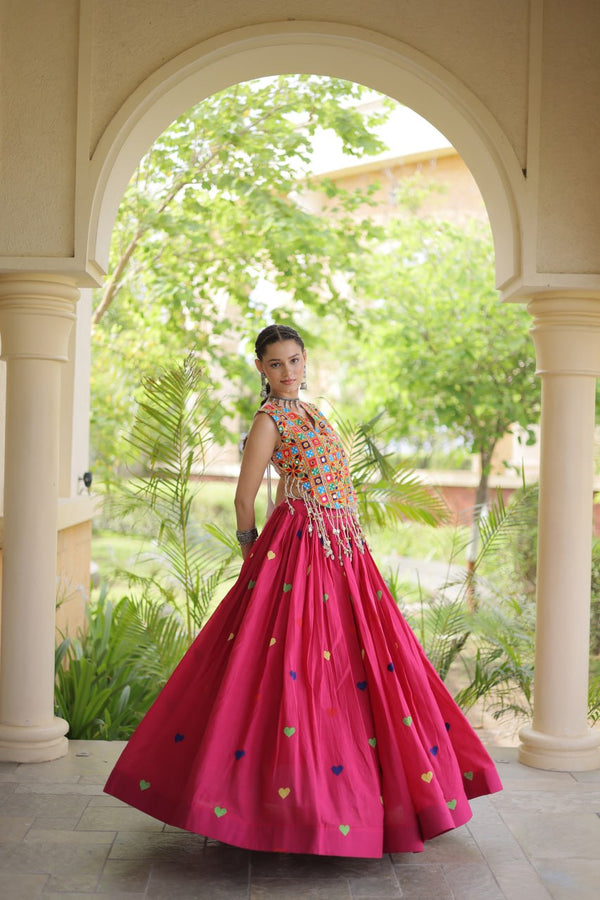 Cotton Heart Embroidered Lehenga Choli ClothsVilla