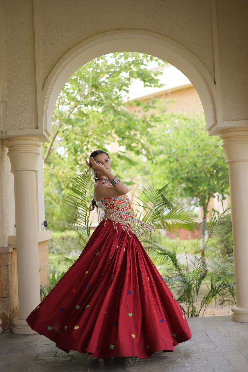 Cotton Heart Embroidered Lehenga Choli ClothsVilla