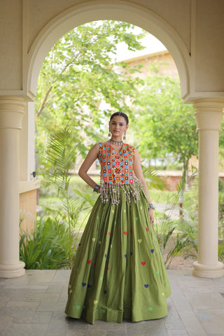 Cotton Heart Embroidered Lehenga Choli ClothsVilla
