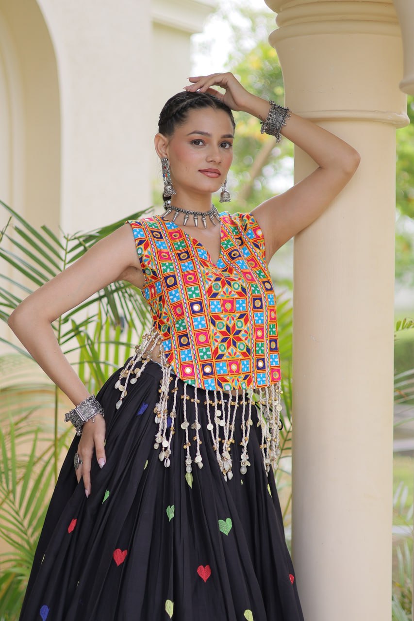 Cotton Heart Embroidered Lehenga Choli ClothsVilla