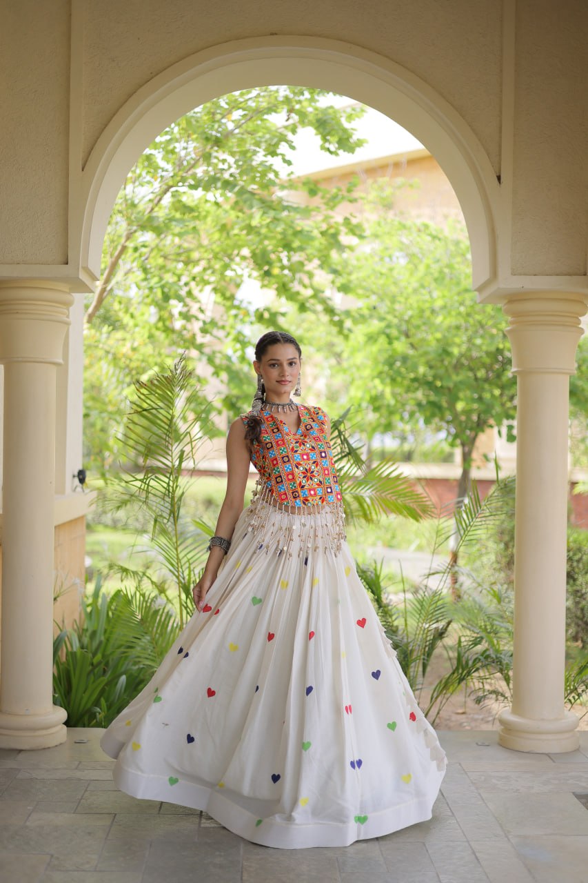 Cotton Heart Embroidered Lehenga Choli ClothsVilla