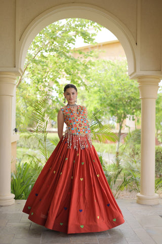 Cotton Heart Embroidered Lehenga Choli ClothsVilla