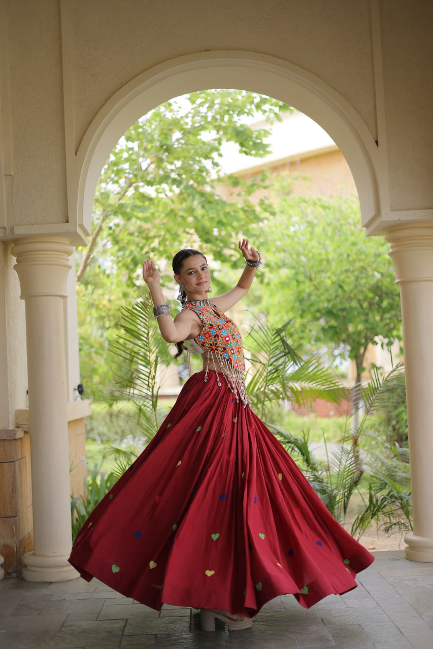 Cotton Heart Embroidered Lehenga Choli ClothsVilla