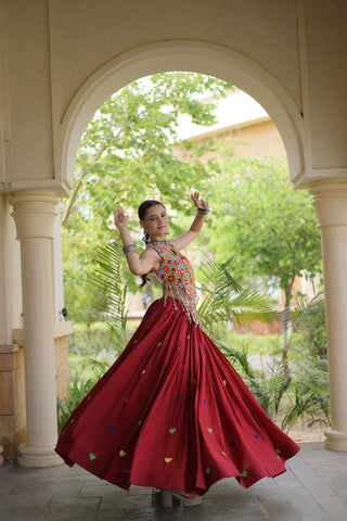 Cotton Heart Embroidered Lehenga Choli ClothsVilla