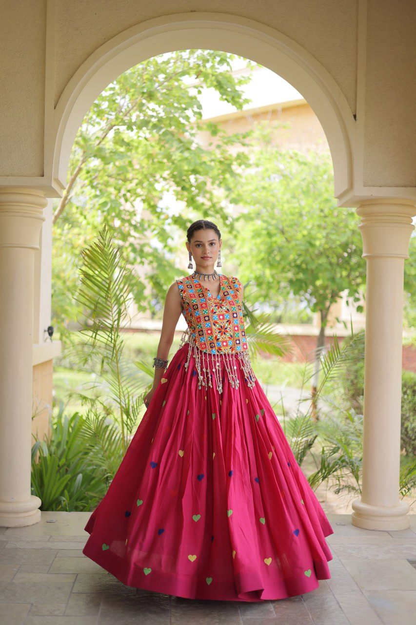 Cotton Heart Embroidered Lehenga Choli ClothsVilla