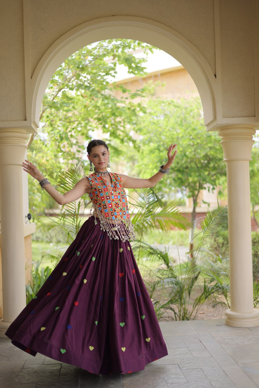 Cotton Heart Embroidered Lehenga Choli ClothsVilla