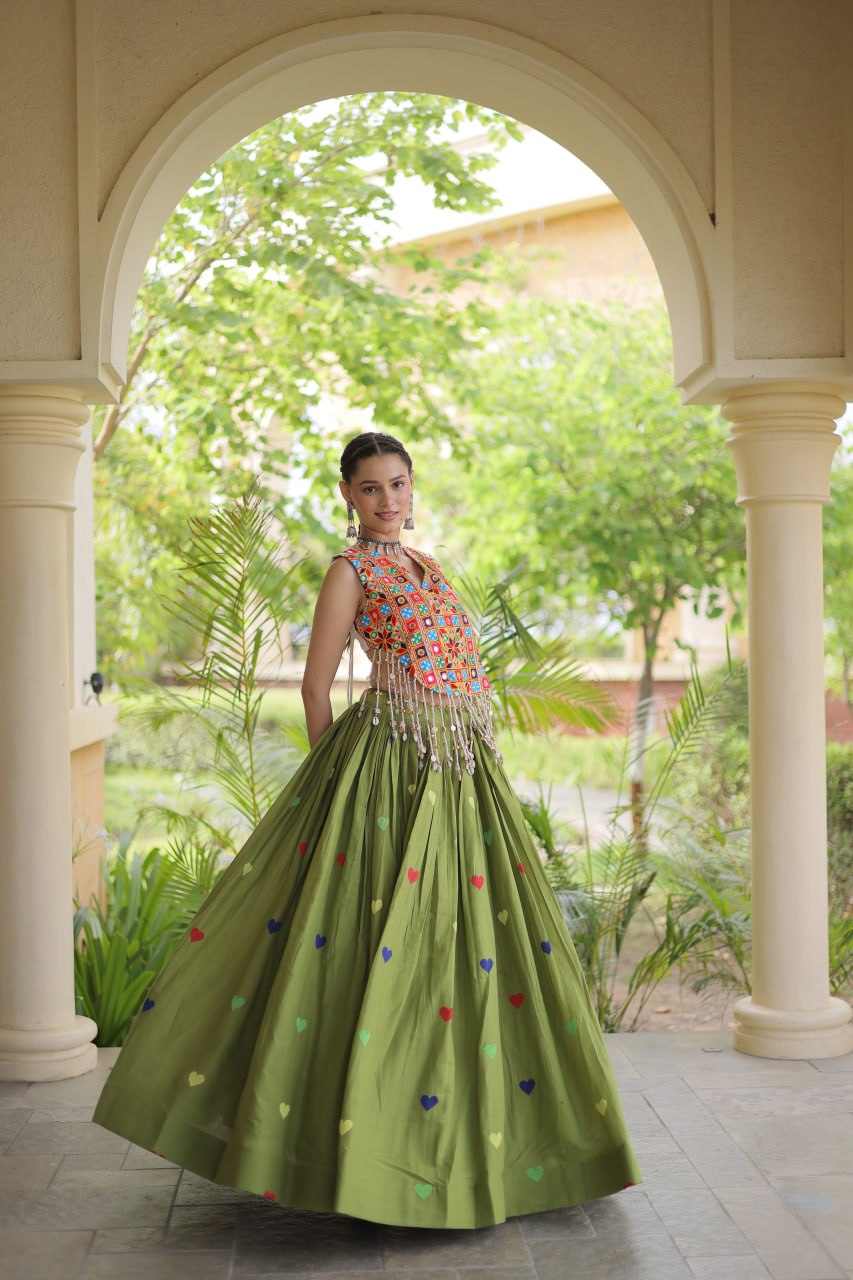 Cotton Heart Embroidered Lehenga Choli ClothsVilla