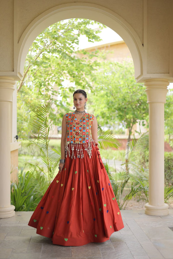 Cotton Heart Embroidered Lehenga Choli ClothsVilla