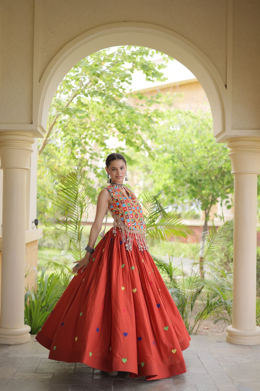 Cotton Heart Embroidered Lehenga Choli ClothsVilla