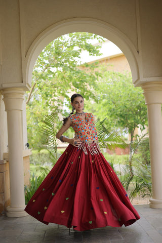 Cotton Heart Embroidered Lehenga Choli ClothsVilla
