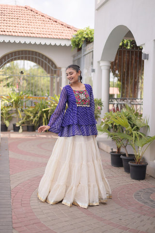 Cotton Lehenga Set with Laheriya Print Top ClothsVilla