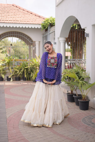 Cotton Lehenga Set with Laheriya Print Top ClothsVilla