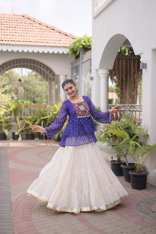 Cotton Lehenga Set with Laheriya Print Top ClothsVilla