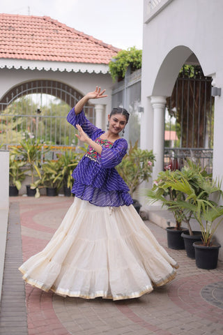 Cotton Lehenga Set with Laheriya Print Top ClothsVilla