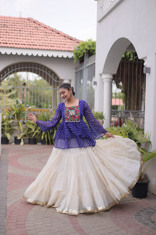 Cotton Lehenga Set with Laheriya Print Top ClothsVilla