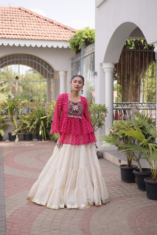 Cotton Lehenga Set with Laheriya Print Top ClothsVilla