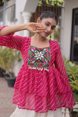 Cotton Lehenga Set with Laheriya Print Top ClothsVilla