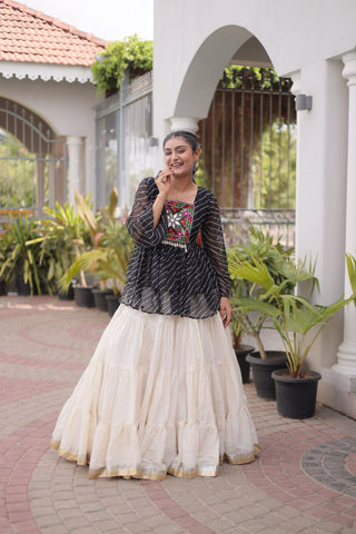 Cotton Lehenga Set with Laheriya Print Top ClothsVilla