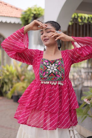 Cotton Lehenga Set with Laheriya Print Top ClothsVilla