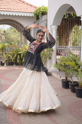 Cotton Lehenga Set with Laheriya Print Top ClothsVilla