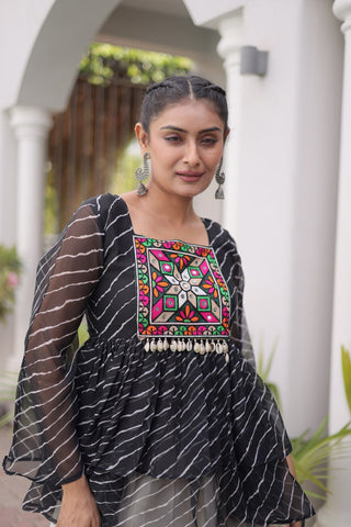 Cotton Lehenga Set with Laheriya Print Top ClothsVilla