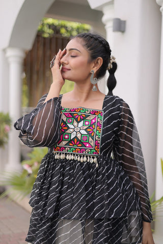 Cotton Lehenga Set with Laheriya Print Top ClothsVilla