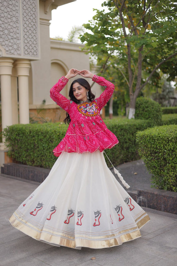 Cotton Lehenga with Bandhani Top ClothsVilla