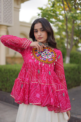 Cotton Lehenga with Bandhani Top ClothsVilla