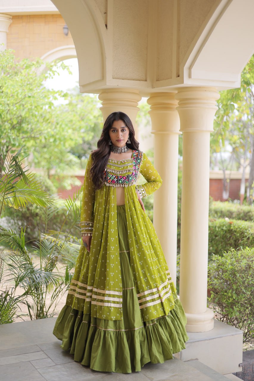 Cotton Lehenga with Bandhni Print Kurti ClothsVilla