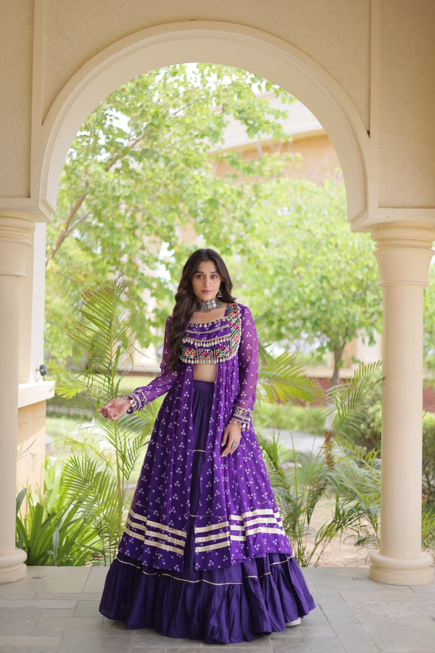 Cotton Lehenga with Bandhni Print Kurti ClothsVilla