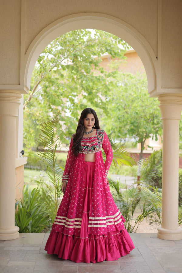 Cotton Lehenga with Bandhni Print Kurti ClothsVilla