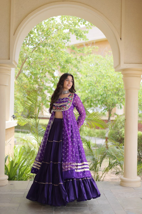 Cotton Lehenga with Bandhni Print Kurti ClothsVilla