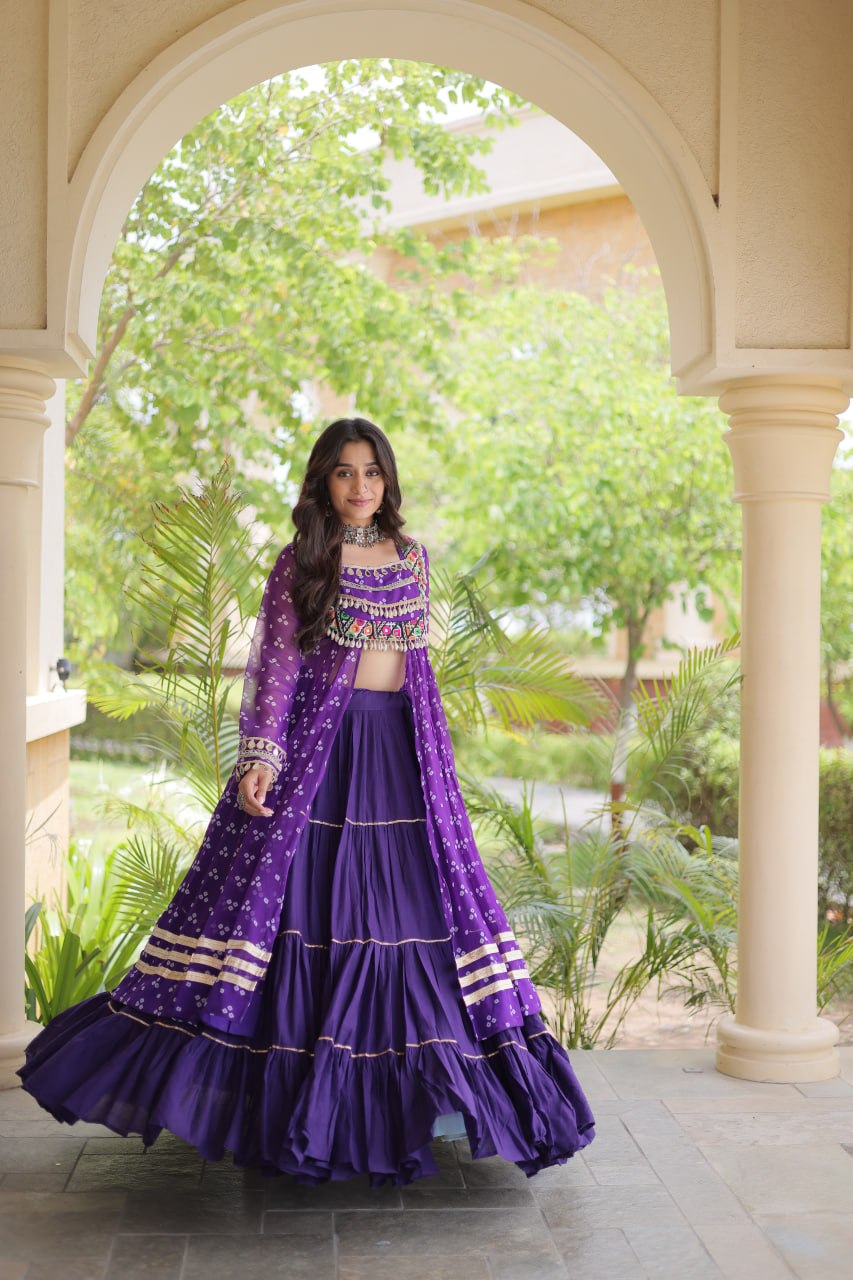 Cotton Lehenga with Bandhni Print Kurti ClothsVilla