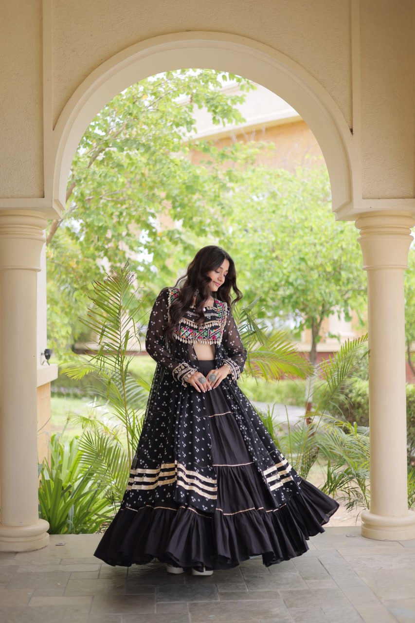 Cotton Lehenga with Bandhni Print Kurti ClothsVilla