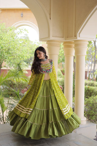 Cotton Lehenga with Bandhni Print Kurti ClothsVilla