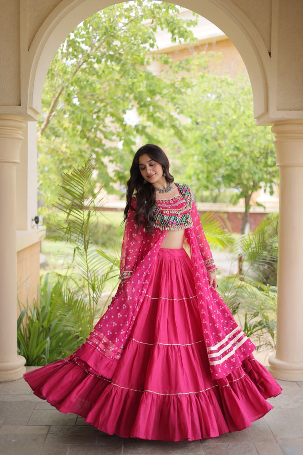 Cotton Lehenga with Bandhni Print Kurti ClothsVilla