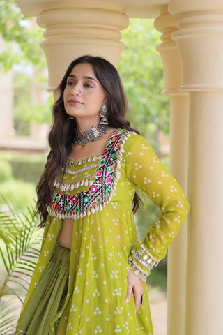 Cotton Lehenga with Bandhni Print Kurti ClothsVilla