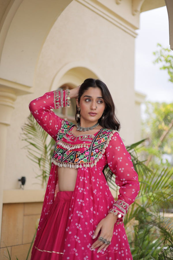 Cotton Lehenga with Bandhni Print Kurti ClothsVilla
