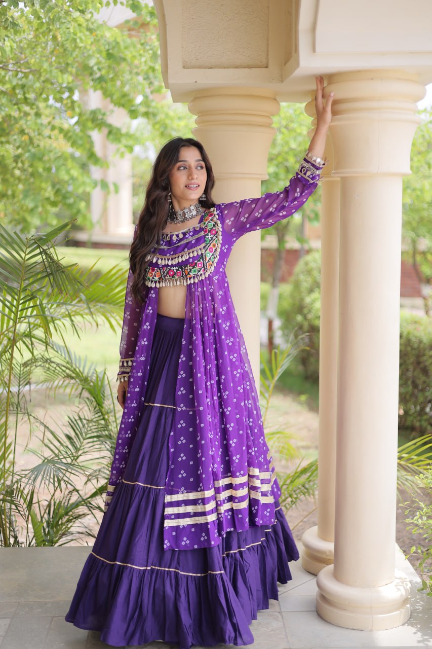 Cotton Lehenga with Bandhni Print Kurti ClothsVilla